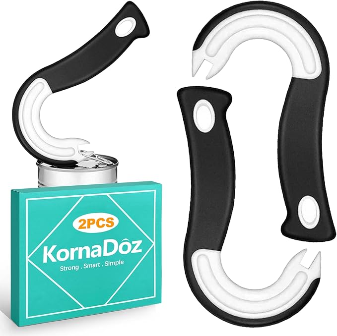 2 Pack Ring Pull Can Opener & Pull Tab Tool, Kitchen Gadget & Arthritis Aid for Weak Hands & Seniors, Easy Opener for Soda, Soup, Pet Food Cans, Protects Fingernails