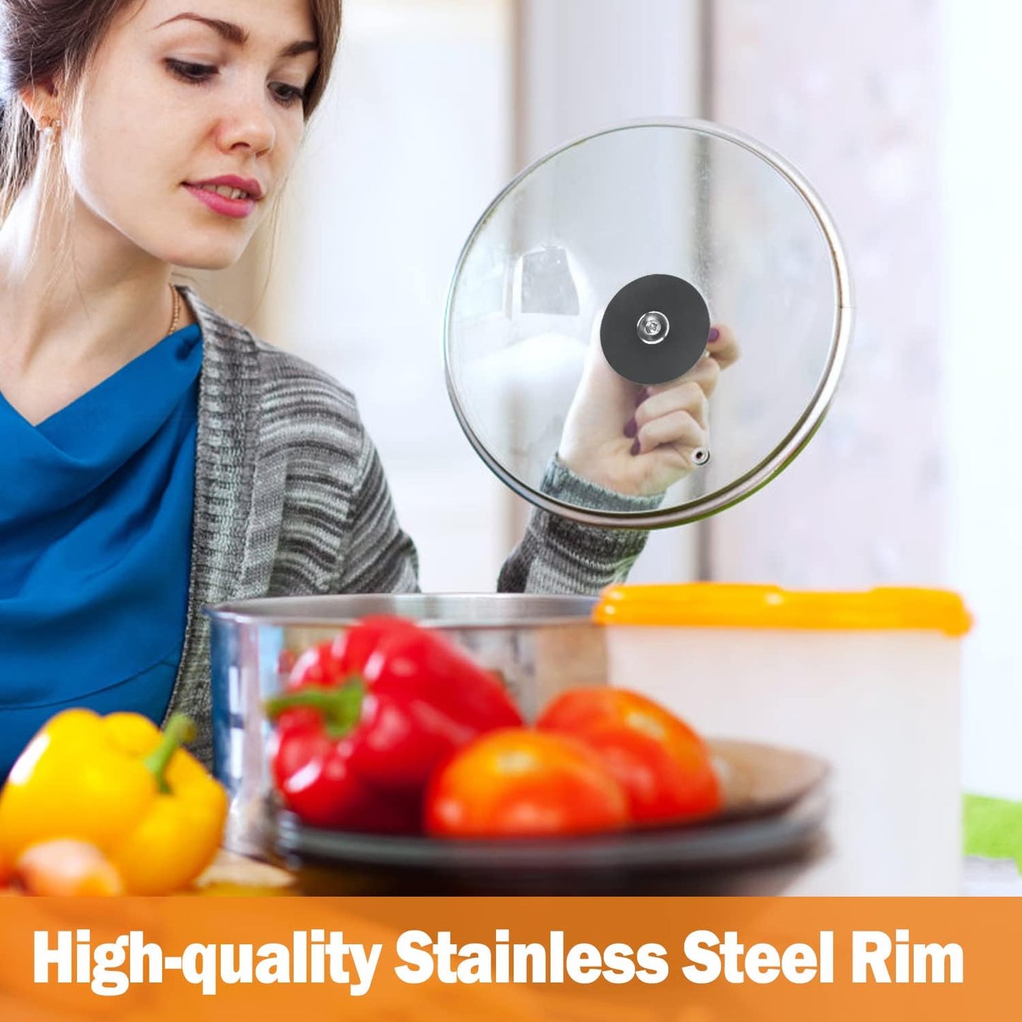 Wadaza Pan Lid 11 Inch - Tempered Glass Pot Lid - Oven Safe Replacement Glass Lid for Frying Pan Wok Pot Skillet