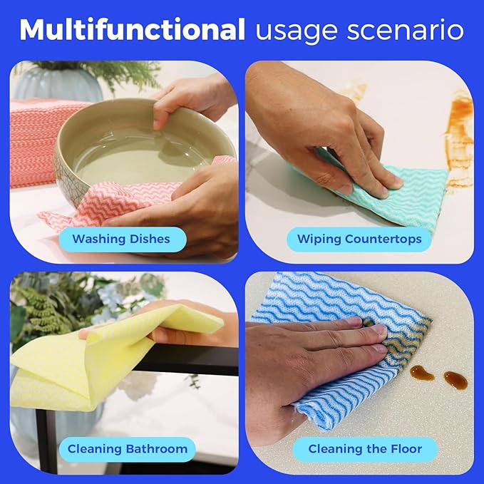 Reusable Cleaning Towels Handi Wipes Reusable Cloths Disposabel Dish Cloths Dish Towels Dry Handy Wipes Big Durable Absoebent 40 Count, Red