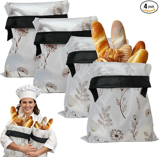 4 Pcs Bread Bags for Homemade Bread 17" x12" Reusable Sourdough Storage Bags with Foodgrade TPU Lining Food Wraps to Keeping Fresh Loaf Fresh Freezer Baker Baking Supplies (Beige)