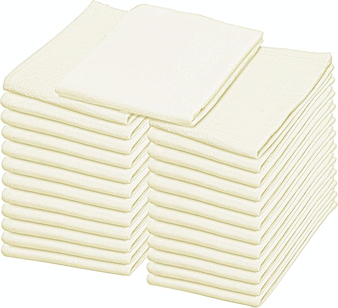 Flour Sack Tea Towel for Crafts| Kitchen Dish Cotton Blank Towel for Embroidery| Baking Bread Proofing Linen Cover| Thick Absorbent Quick Dry | 24 Pack 15"x25" Natural