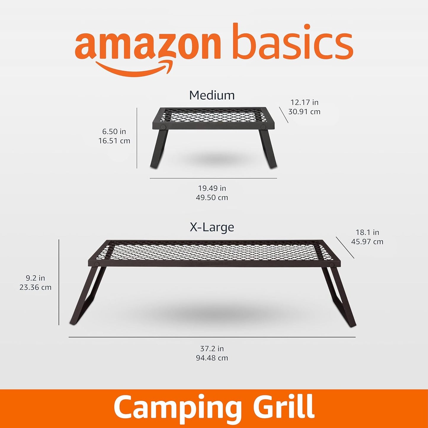 Amazon Basics Heavy-Duty Portable Camping Grill Grate for Campfire Cooking, Black