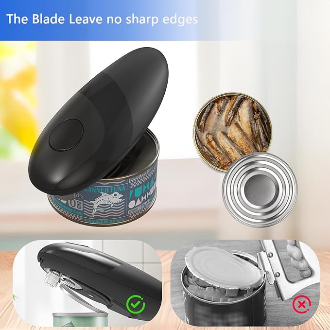 Electric Can Opener，One Touch Automatic Can Opener，Smooth Edge Food-Safe Can Openers for Seniors with Arthritis, Fits Almost All Can Sizes，Battery Operated Easy Use for kitchen