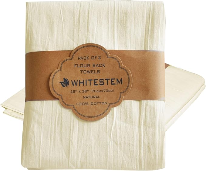 Flour Sack Towels | Tea Towel for Crafts| Kitchen | Dish | Cotton Blank Towel for Embroidery| Baking Bread Proofing Linen Cover| Thick Absorbent Quick Dry | 2 Pack 28"x28" Natural