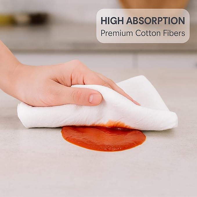 Dish Cloths Cotton| Kitchen Wash Cloth | Shop Towels Absorbent and Lint Free Flour Sack| Dishcloths for Kitchen Washing Dishes| Thick Absorbent Quick Dry Dish Rags | 24 Pack 13"x13" White