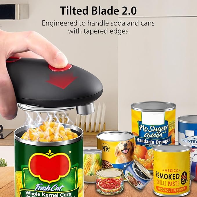 Electric Can Opener,Automatic Can Opener,Can Openers For Seniors,One Touch Automatic Operation,Magnetic Lid Holder & Smooth Edge Cutting,Works with All Standard Cans,Black