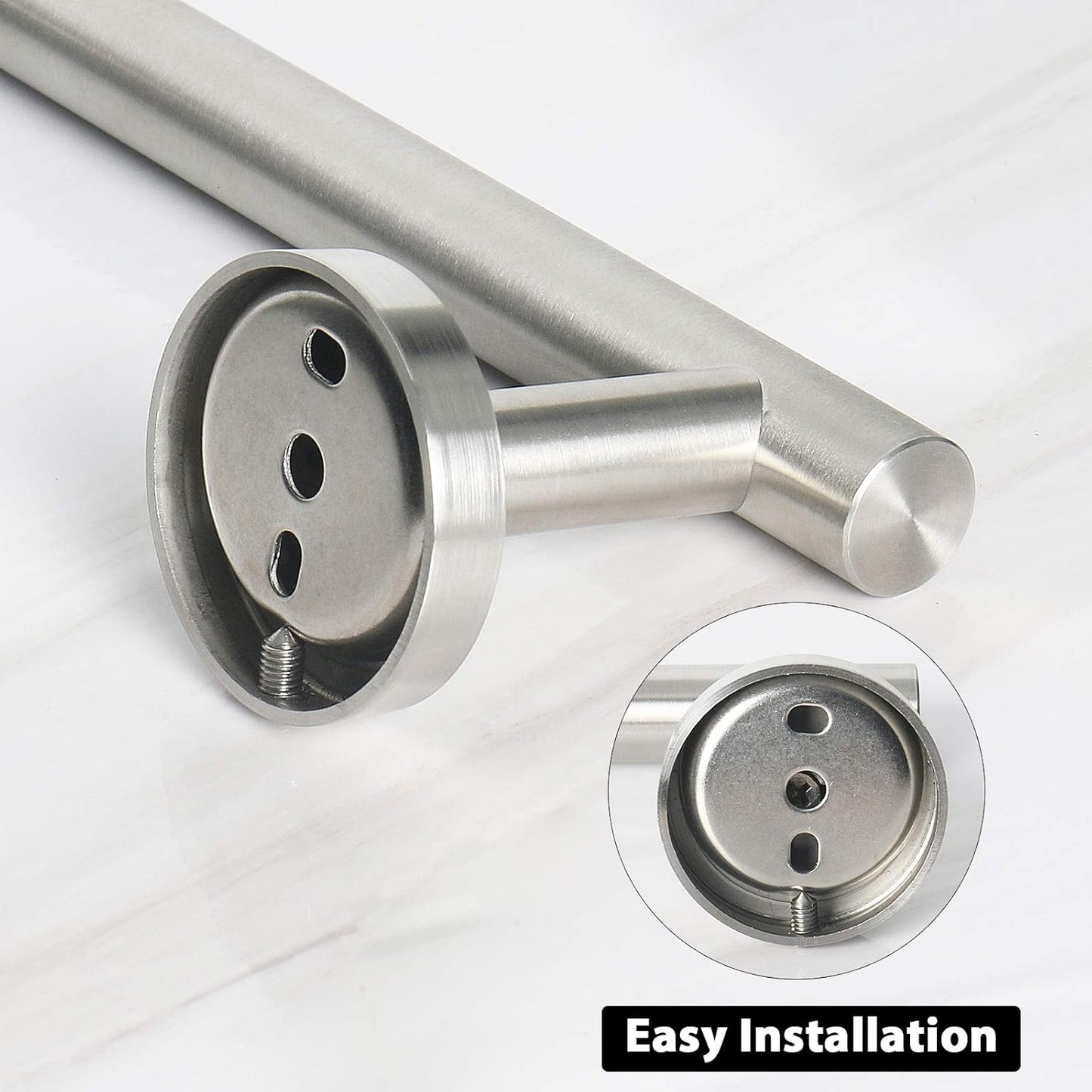 NearMoon Bath Towel Bar, Bath Accessories Thicken Stainless Steel Shower Towel Rack for Bathroom, Towel Holder Wall Mounted (1 Pack, Brushed Nickel, 16 Inch)