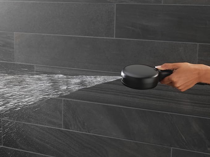 Delta Faucet ProClean Matte Black Shower Head with Handheld, Showerhead with High Pressure Spray, Handheld Shower Head, 6 Spray Settings, Matte Black 75740BL