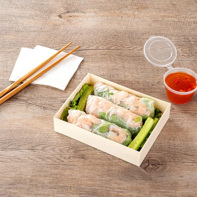 Restaurantware Taipei 23 Ounce Food Containers 100 Rectangle Wooden Bento Boxes - Lids Sold Separately Grease Impermeable Poplar To Go Boxes Disposable Serve Noodles Dumplings And More