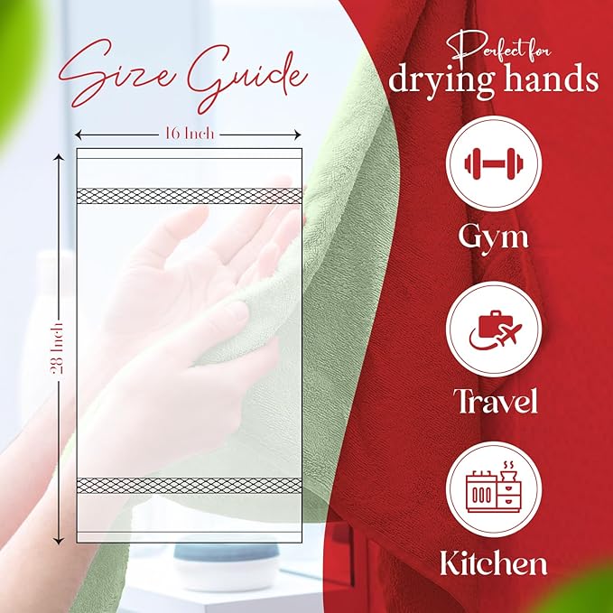 RIVERSIDE 6 Pack Premium Hand Towels Set, 16x28 inches, 100% Ring Spun Cotton, 600 GSM, Soft, Quick Dry and Highly Absorbent, Towels for Bathroom, Kitchen, Gym, Spa - Sage Green