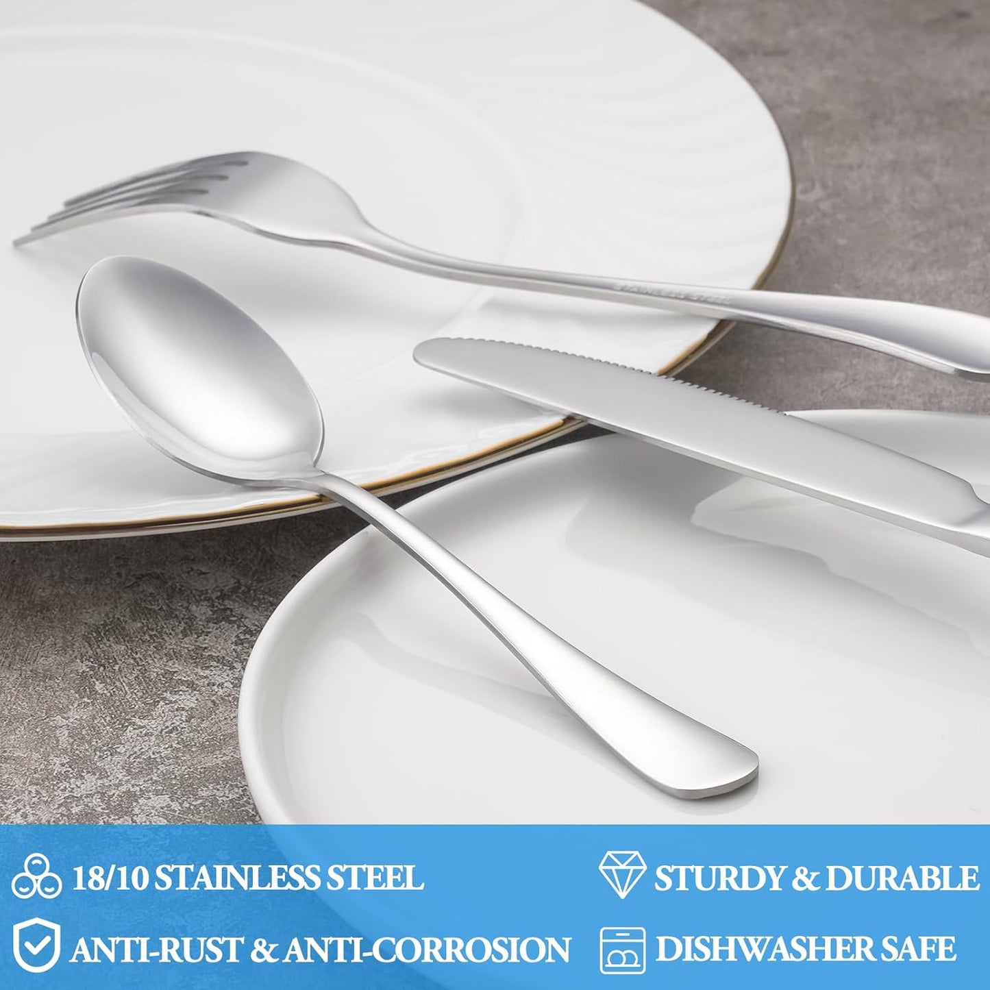 8 Pcs Tablespoon Spoon Set, Premium Food Grade Stainless Steel Spoons, Serving Tablespoons, Mirror Finish & Dishwasher Safe,Use for Home,Kitchen and Restaurant - 7.3 inch