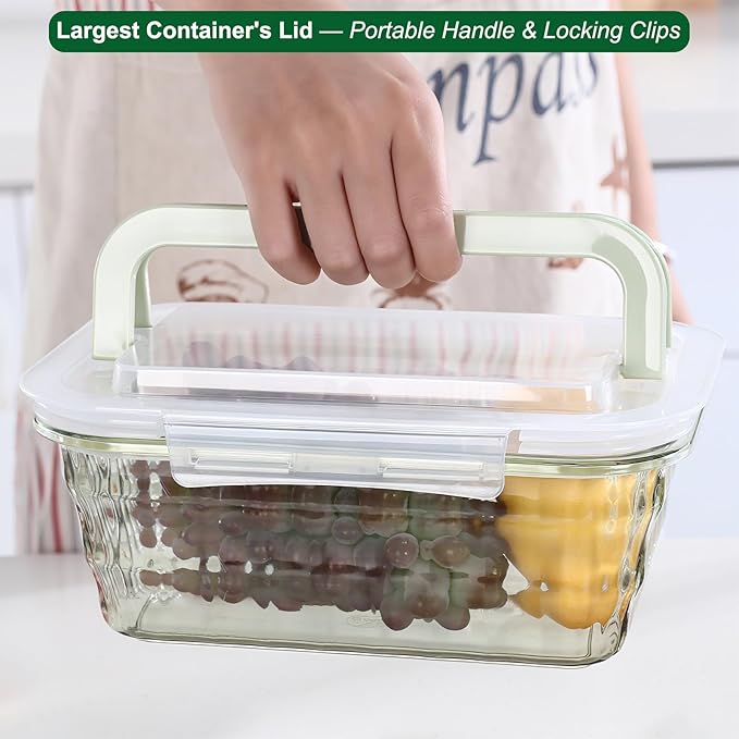 Taiuloo Set of 3 Food Storage Containers with Lids & Handle, BPA Free Plastic Meal Prep & Salad Bowl Containers To Go for Lunch, Salad Serving Bowls for Snack, Fruit, Veggie, Blue