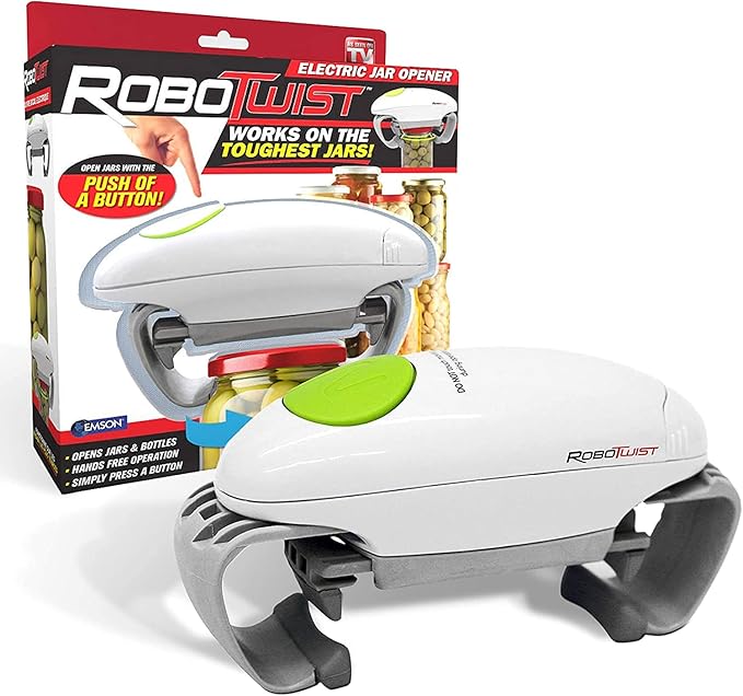 Electric Jar Opener– The Original RoboTwist One Touch Electric Handsfree Easy Jar Opener, Works for Jars - As Seen on TV