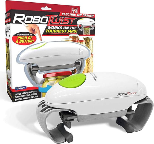 Electric Jar Opener– The Original RoboTwist One Touch Electric Handsfree Easy Jar Opener, Works for Jars - As Seen on TV
