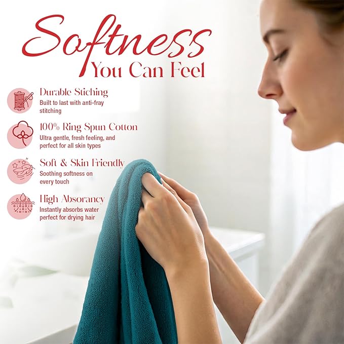 RIVERSIDE 24 Pack Washcloths Set - 100% Cotton [12x12 Inches] - Soft, Quick-Dry & Highly Absorbent Face Towels - Perfect for Bathroom, Gym, Hotel, Spa & Travel - Teal