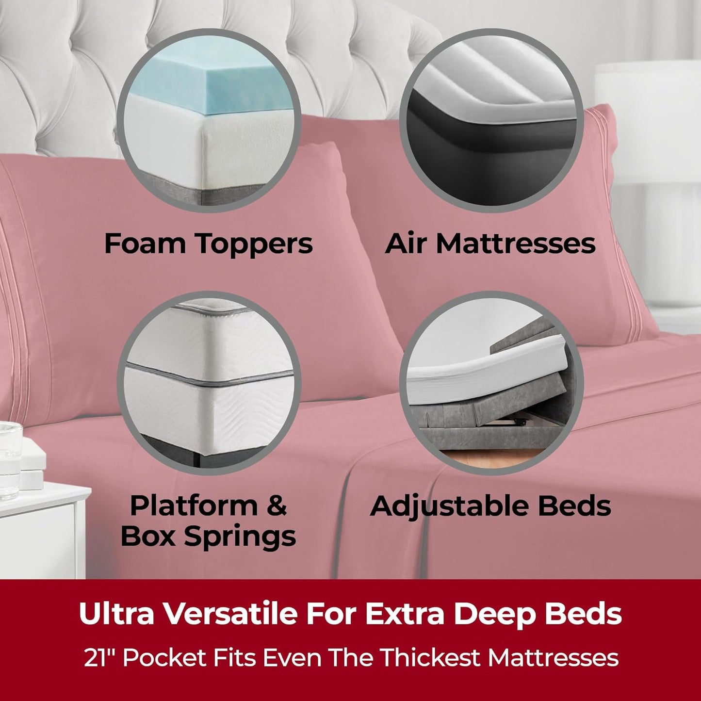 Mellanni Extra Deep Full Sheets - 4 PC Iconic Collection Bedding - Hotel Luxury, Ultra Soft, Cooling Bed Sheets - Wrinkle, Fade, Stain Resistant (Full, Brick Red)