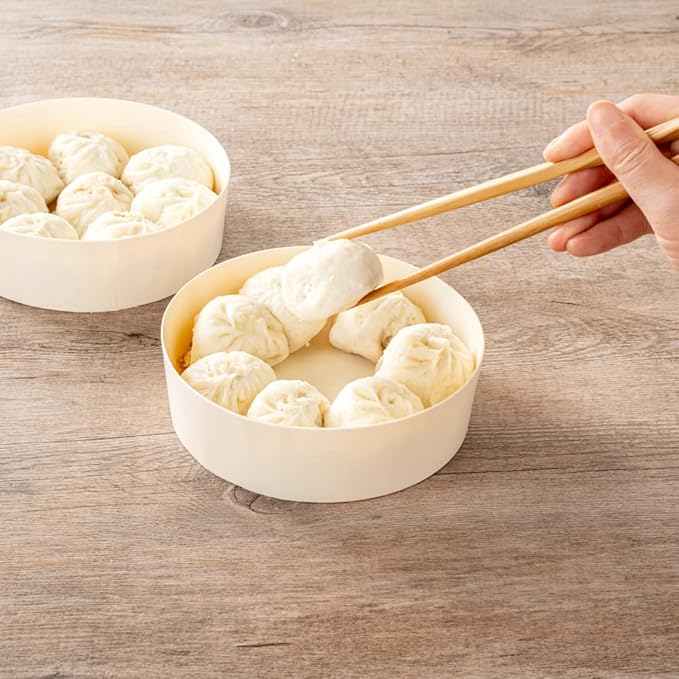 Restaurantware Taipei 16 Ounce Food Containers 100 Round Wooden Bento Boxes - Lids Sold Separately Grease Impermeable Poplar To Go Boxes Disposable Serve Noodles Dumplings And More