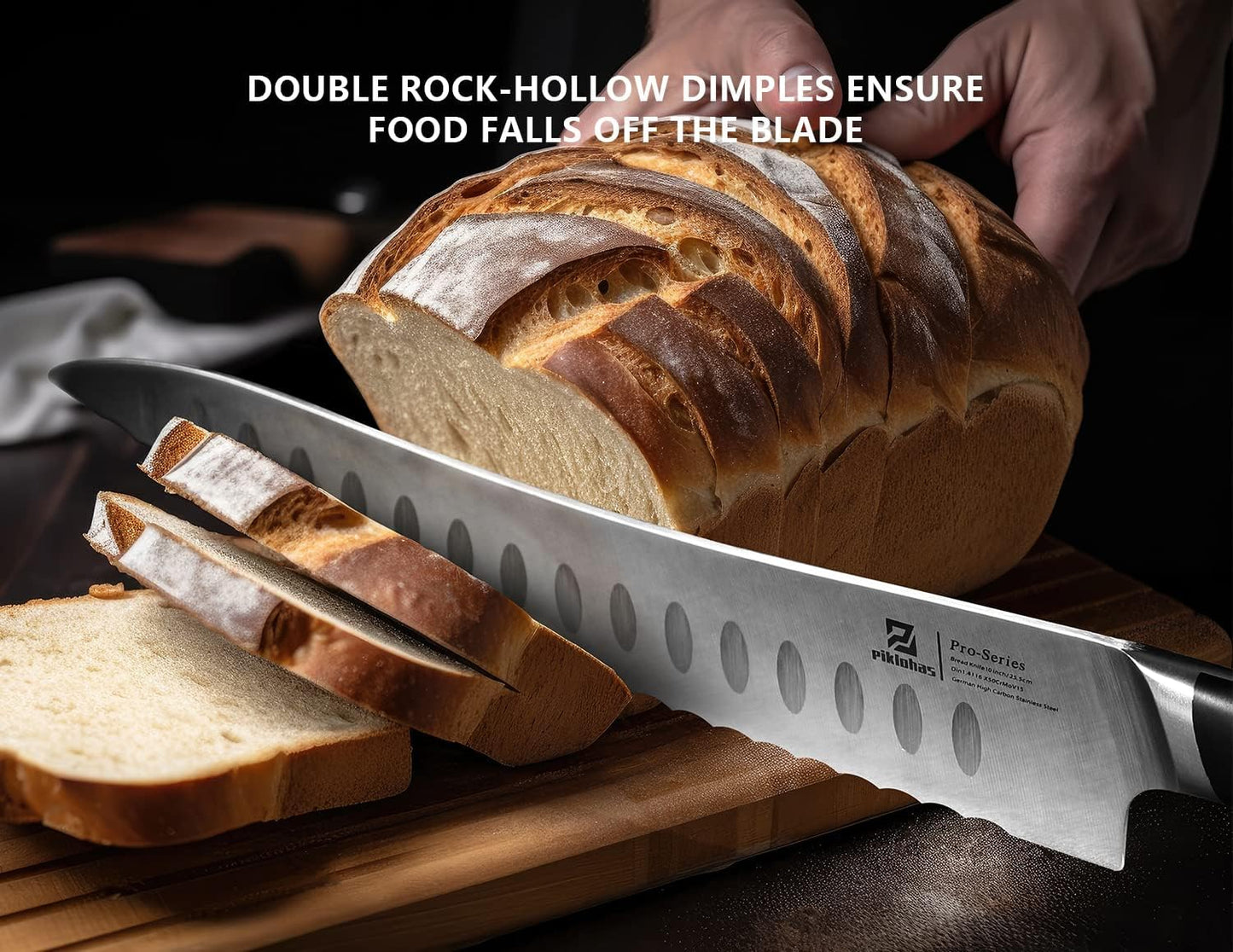 Resharpenable Bread Knife, 10 Inch Multifunction Serrated Knife for Homemade Bread, Razor Sharp Sourdough Slicing with Innovative Wavy Edge for Efficient Cutting, Baking & Wedding Gifts