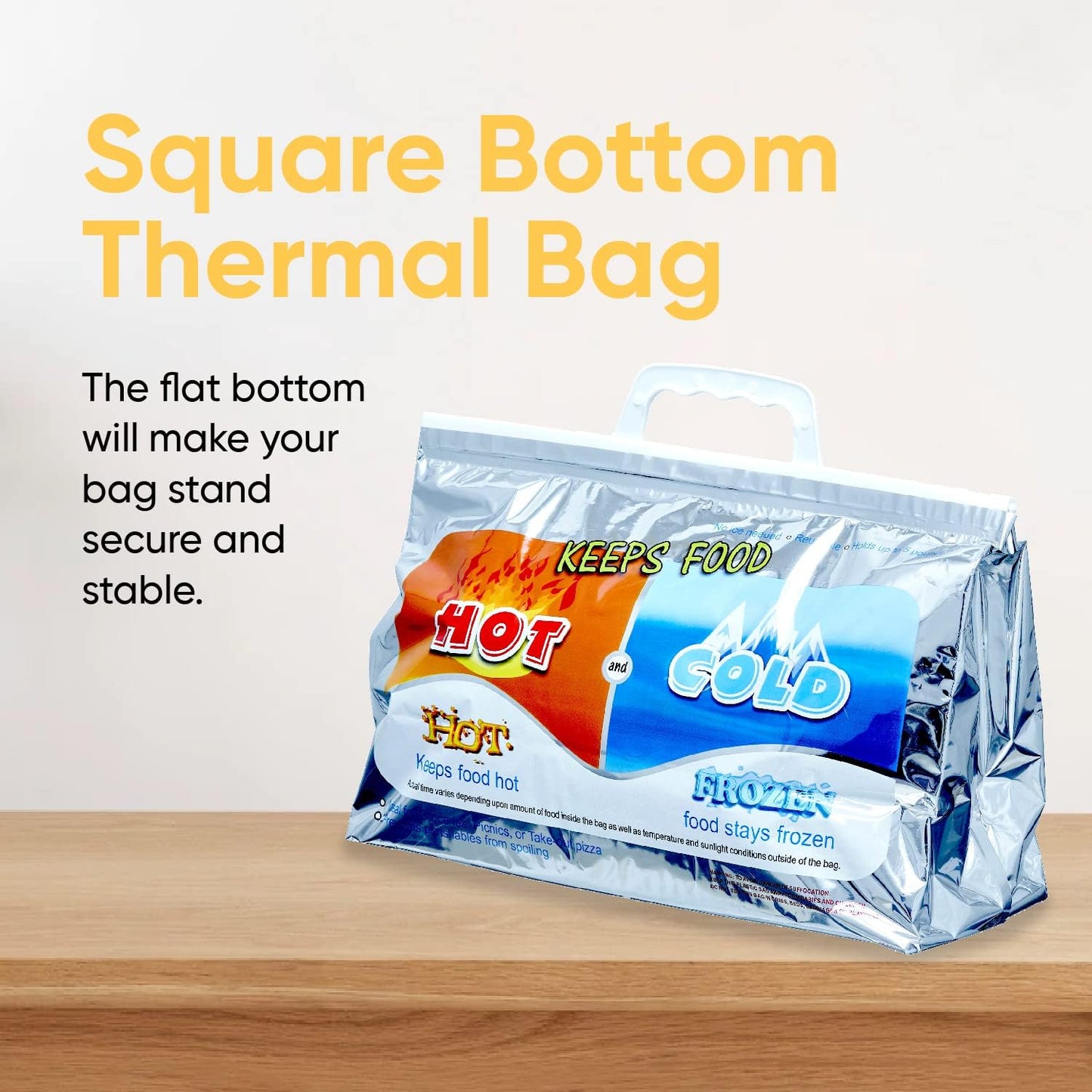 Superio Hot and Cold Insulated Bags for Food Delivery, Grocery Shopping Bags, Food Storage for Hot and Frozen Food for Travel, Disposable Cooler Bag, Reinforced Thermal Lunch Bag (6, 13"x5.5"x8.5")