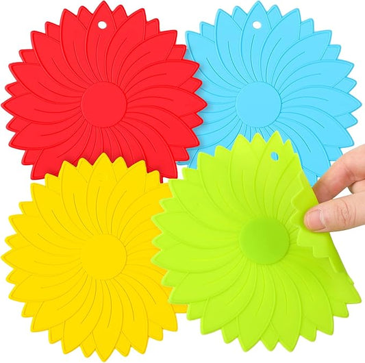 Maxdot 4 Pcs Large Rubber Jar Opener Pad Jar Opener 6.10 Inch Multi Function Non Slip Jar Opener Resistant Coasters for Weak Arthritis Hands Seniors Easy Opening(Bright Colors)