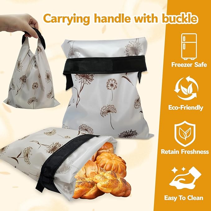 4 Pcs Bread Bags for Homemade Bread 17" x12" Reusable Sourdough Storage Bags with Foodgrade TPU Lining Food Wraps to Keeping Fresh Loaf Fresh Freezer Baker Baking Supplies (Beige)