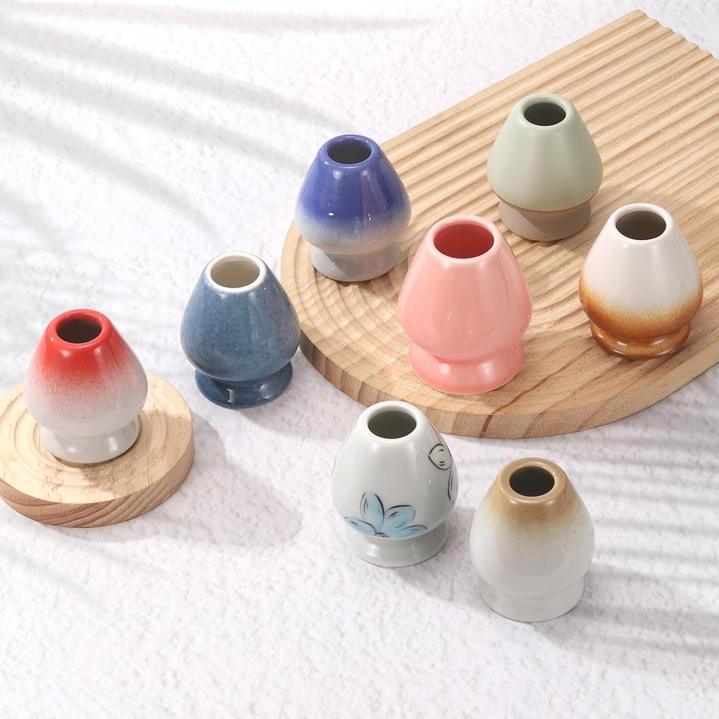 HARFINGTON Ceramic Chasen Stand 70mm Matcha Whisk Holder Teas Set Whisks Stand Traditional Matcha Tea Chasen Holder Tea Set Accessories for Tea Tasting, Black