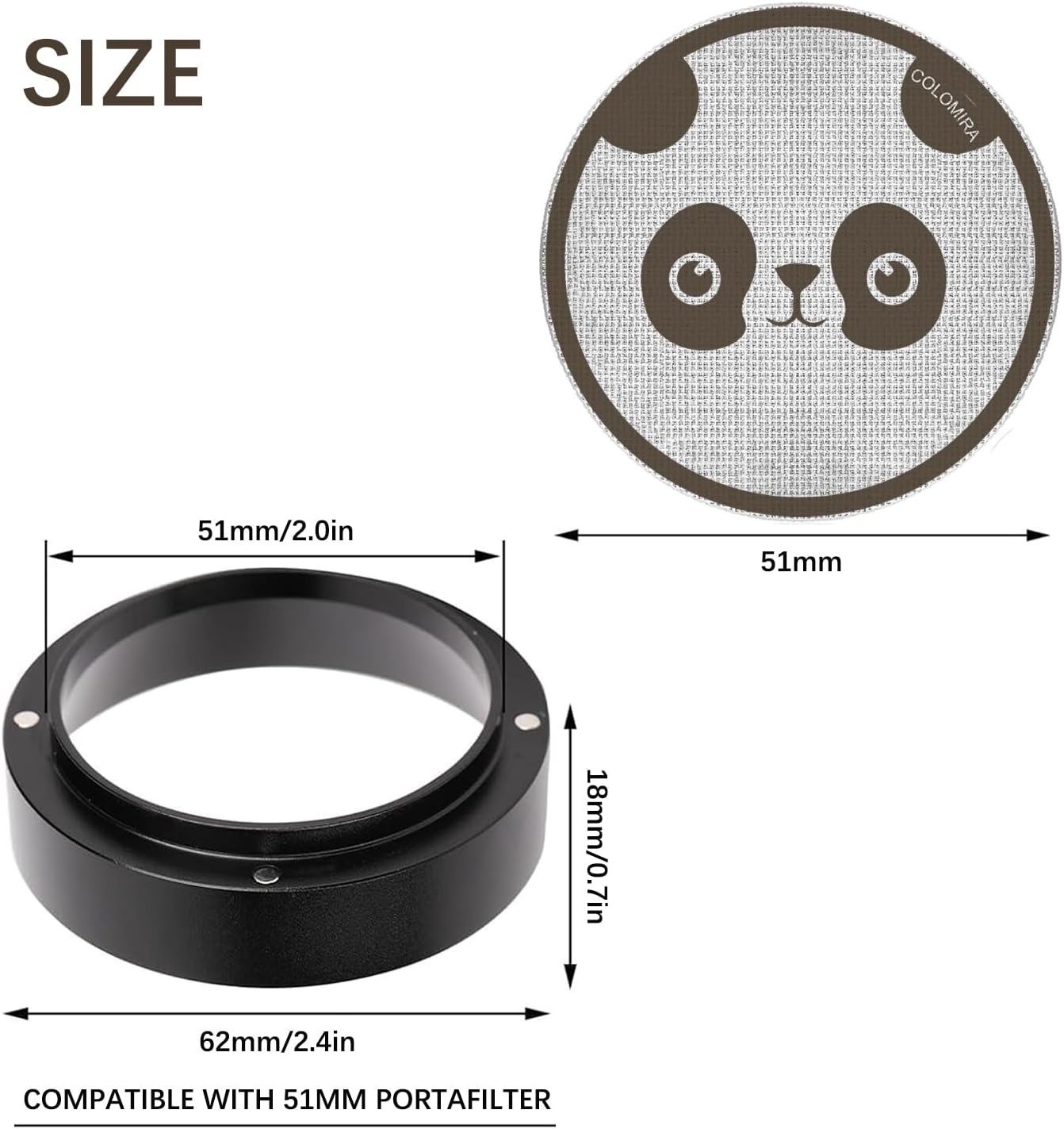 51mm Espresso Accessories Kit, Dosing Funnel and Puck Screen Set, Magnetic Coffee Funnel, 51mm Reusable Espresso Puck Screen, Espresso Tools(Panda)