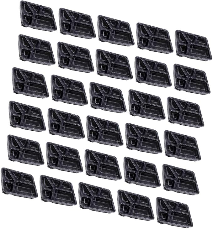 Hemoton 30pcs Disposable Bento Box 5 Compartment Meal Prep Container with Lid Microwave Heating Food Box for Home Restaurant (Black)