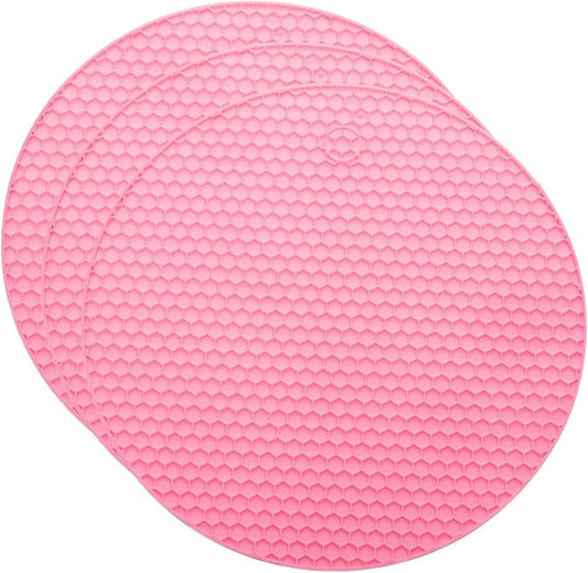 uxcell 3pcs Silicone Jar Opener Pads, 17.5cm/7" Texture Can Opener Multipurpose Round Bottle Lid Opener Non-Slip Coasters for Weak Hands Seniors Children, Pink