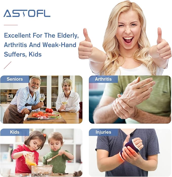 Astofli 5 Pack Jar Opener For Seniors With Arthritis, Easy Twist Lid Opener Jar Opener For Opening Jars With 2 PCS Rubber Jar Gripper, Jar Openers For Seniors, Multi Can Openers For Seniors