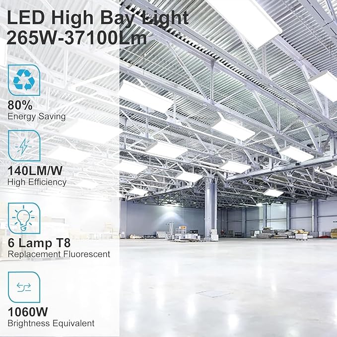 Lightdot 4 Pack LED High Bay Shop Lights, 4FT (Dimmable Remote) 240W 33600LM [Eqv.1000W MH/HPS] 5000K Daylight Linear Hanging Light for Garage Warehouse Gyms, 10 Lamp Fluorescent Fixture Replacement