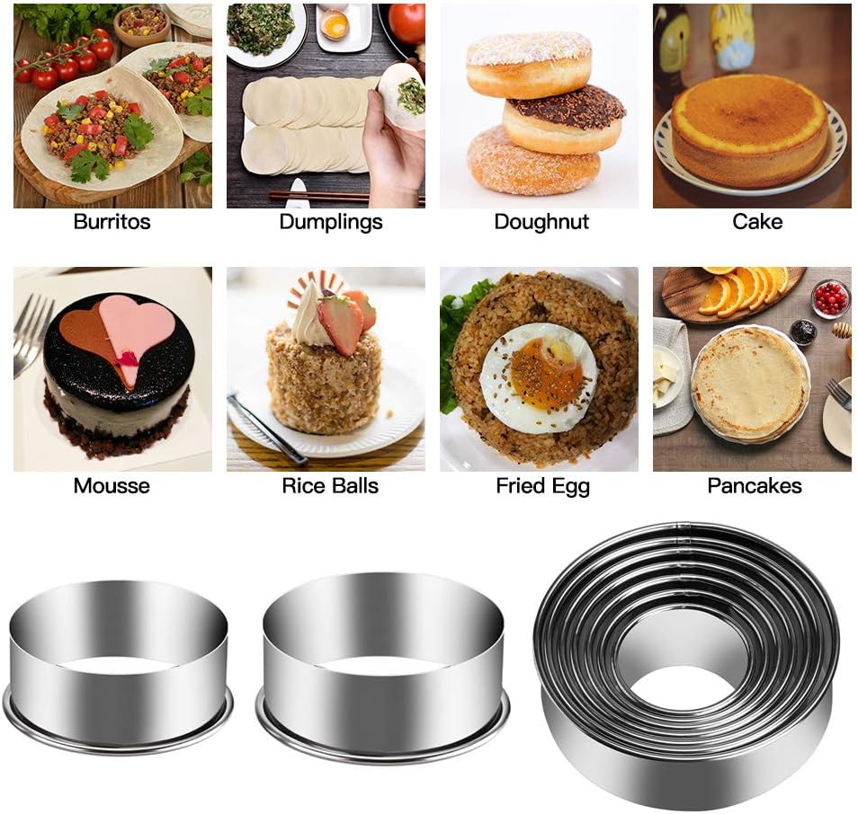 12 Pieces Biscuit Cookie Cutter Set With Tin Box Biscuit Plain Edge Round Cutters Metal Ring Baking Molds, Stainless Steel Cookie Dough Biscuit Muffins Cutters in Graduated Sizes