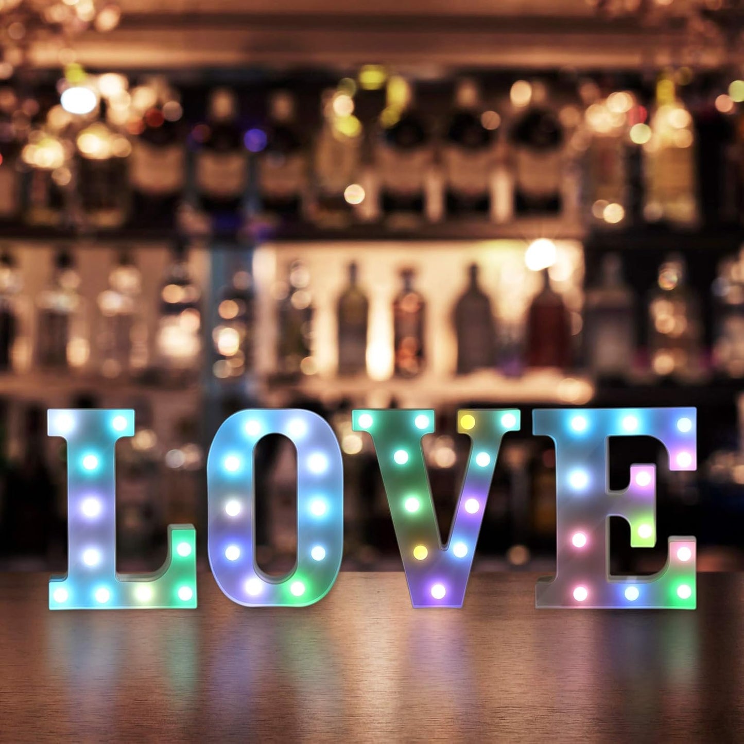 Foaky Colorful LED Letter Lights with Remote,Marquee Light Up Letters Sign for Night Light Wedding/Birthday Party Battery Powered Christmas Lamp Home Bar Decoration(S)