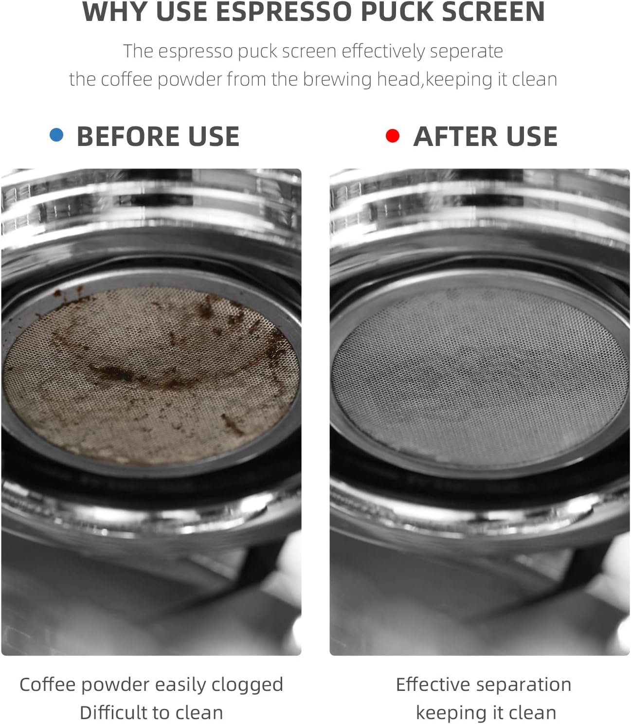 MHW-3BOMBER 54mm Puck Screen - 0.8mm Espresso Puck Screen - Metal Reusable Coffee Filter for Breville Sage 54mm Portafilter Basket - Double-layer Espresso Screen FG5591M-OS