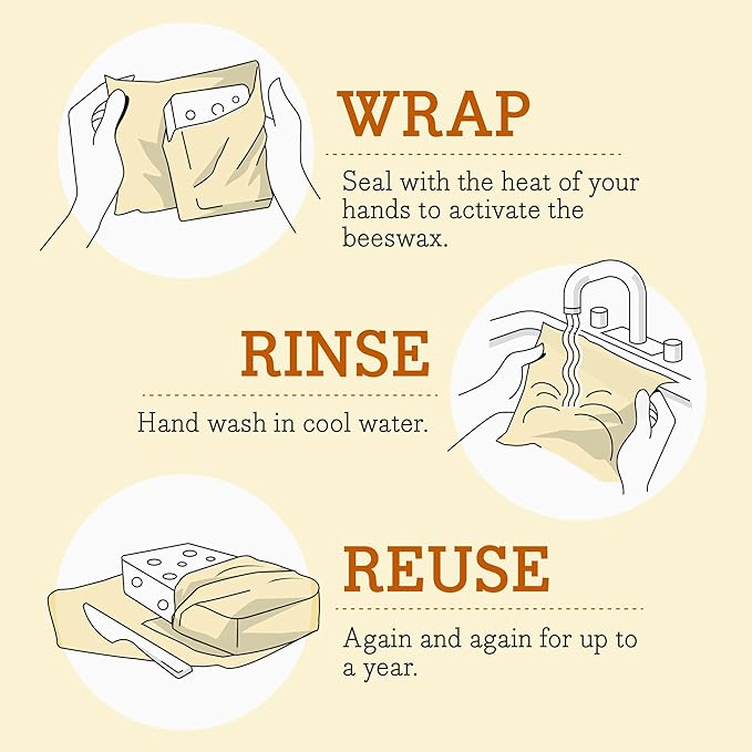Bee's Wrap Beeswax Wraps for Food - Honeycomb Bread Wrap - Made in USA Reusable Bread Storage Bags - Organic & Eco-Friendly Alternative to Aluminum Foil, Sourdough Bags & Plastic Wrap