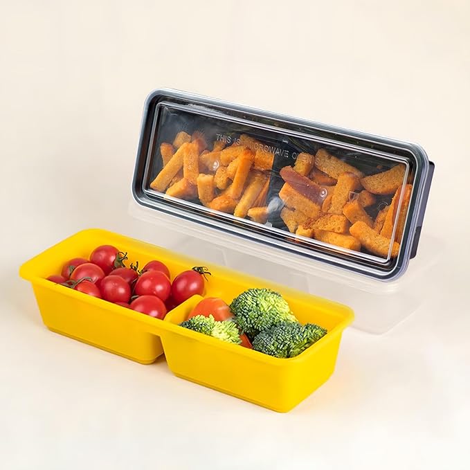 Disposable Food Storage Containers with Lids Meal Prep 2-Compartment To Go Take Out Plastic Black, Sturdy Leakproof Food Safe, Microwave Freezer Dishwasher Safe (50, 2 compartment)