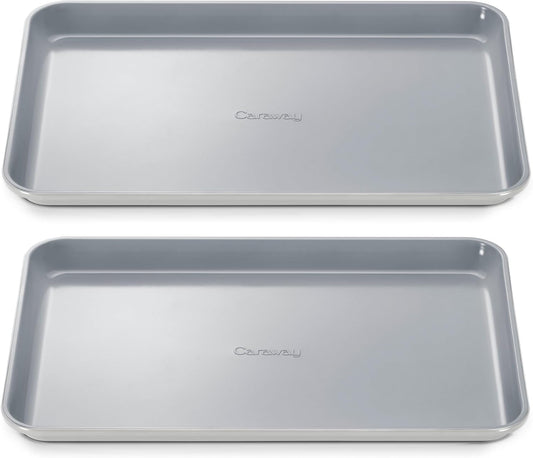 Caraway Non-Stick Ceramic Medium Baking Sheet - Naturally Slick Ceramic Coating - Non-Toxic, PTFE & PFOA Free - Perfect for Baking, Roasting, and More - Medium (15" x 10") - Gray
