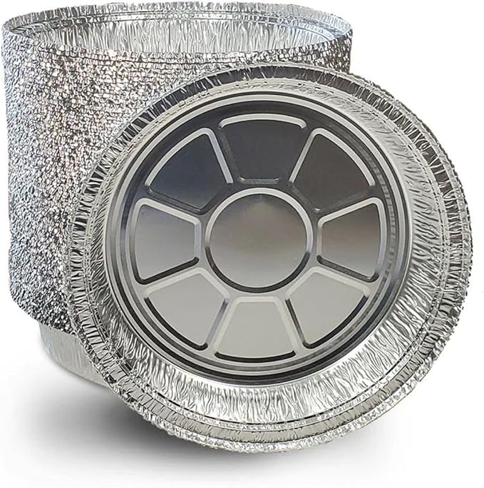 Ruthy's Outlet Round aluminum foil pans Disposable Tray Containers for Storing, Baking, Meal Prep & Reheating | Freezer & Oven Safe, Recyclable (50, 8" Round)