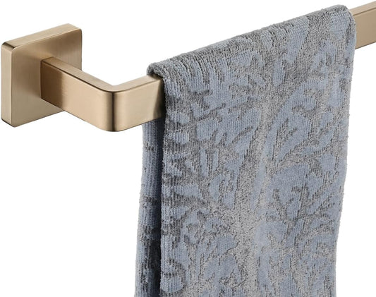 JQK Champagne Bronze Towel Bar, 16 Inch 304 Stainless Steel Thicken 0.8mm Towel Rack Bathroom, Towel Holder Wall Mount, Total Length 18.41 Inch, TB250L16-CB