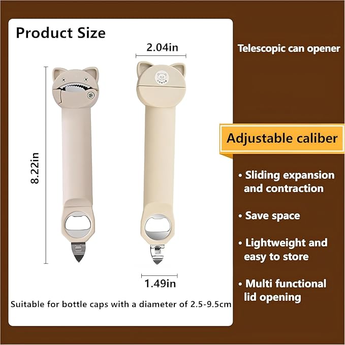 Multi-Function Retractable Magnetic Jar Opener and bottle cap opener for Weak Hands, Arthritic Hands, Seniors,Low Strength and Children with Beer Opener Kitchen Gadgets (White)