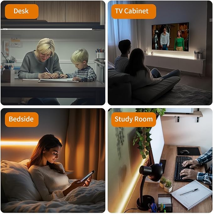 Smart Under Cabinet Lights, 40in Plug in Under Cabinet Lighting with Handwave Sensor, Bright Dimmable 5 Color Temp Stick on Closet Light, Slim Cuttable Under Counter Lights for Kitchen Desk Shelf