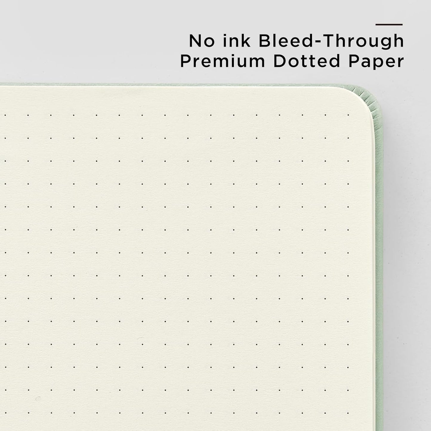 &And Per Se Dotted Journal Notebook, A5 Hardcover Leather Bullet Dotted Journal, 160 Pages 100 gsm Thick Dotted Paper，3 Sheets of Stickers Included - 5.7'' x 8''（Light Green）