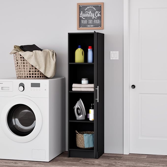 Prepac Elite 65 in. Engineered Wood Narrow Storage Cabinet in Black