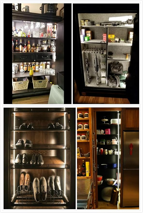 SENSKY 19.7FT/6M Cabinet Lighting Kit Flexible LED Strip Lights Kit with Cabinet Sensor Switch,Power Adapter for Gun Safe Cabinet Pantry Wardrobe Lighting (6000K, 6M)