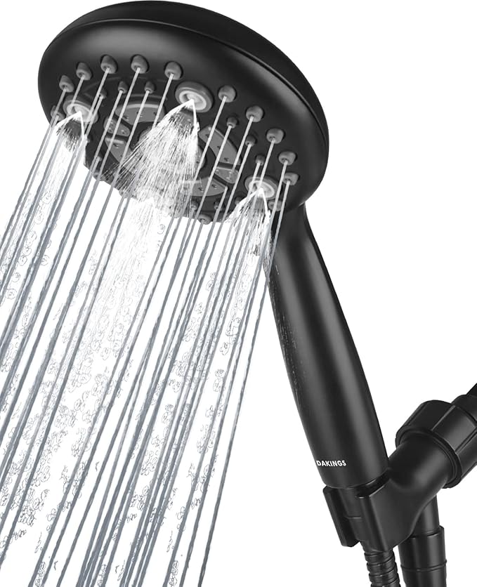 6 Spray Modes Steam Shower System Upgraded 5 Inches Shower Head with Handheld Spray Premium Black Handheld Shower Head 60 Inches Stainless Steel Hose-1-Min Install
