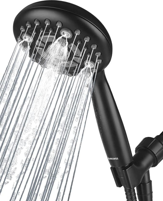 6 Spray Modes Steam Shower System Upgraded 5 Inches Shower Head with Handheld Spray Premium Black Handheld Shower Head 60 Inches Stainless Steel Hose-1-Min Install