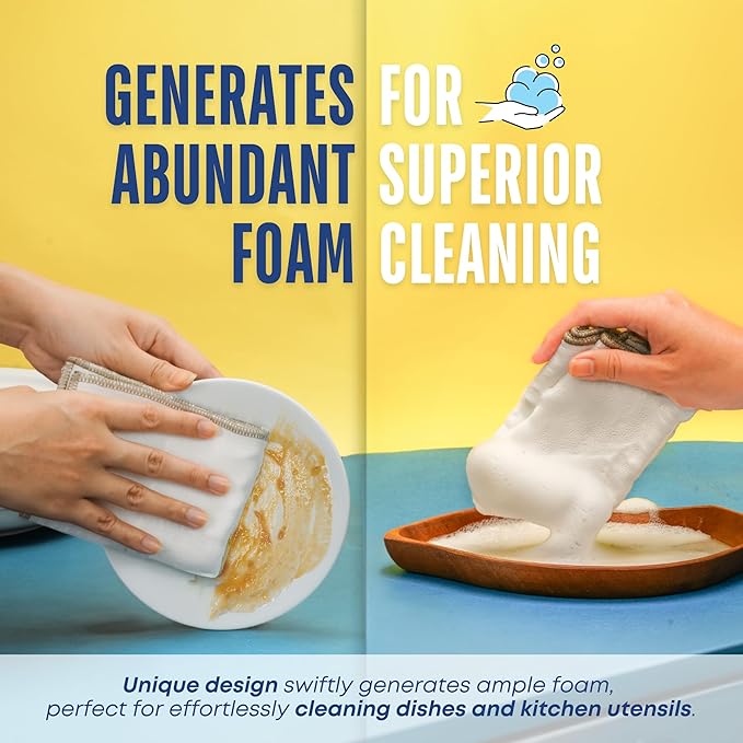 Mother-Earth Cotton Dish Cloths, Ultra Absorbent Quick-Drying Cleaning Cloths, Reusable and Eco-Friendly Dish Rags for Kitchen Use (6)