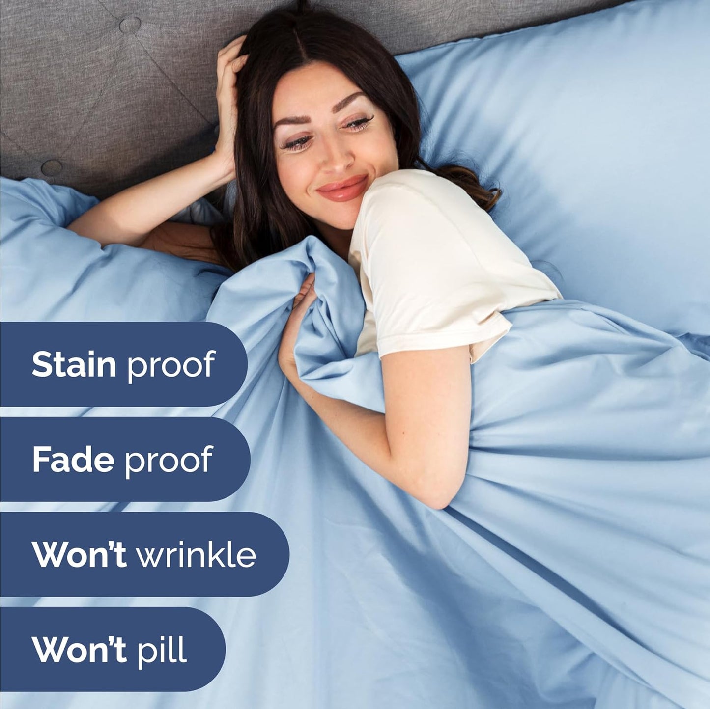 Twin Size 3 Piece Sheet Set - Comfy Breathable & Cooling Bed Sheets Set - Hotel Luxury Bedding for Women, Men, Kids, Teens, Boys & Girls - Deep Pockets, Soft and Wrinkle Free - Oeko-Tex - Light Blue