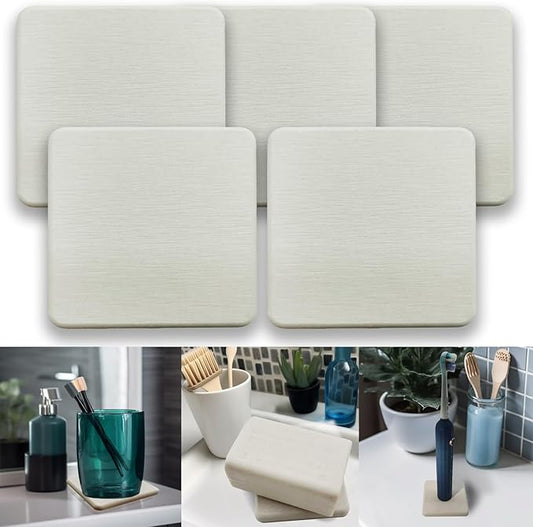 Mucco Water Absorbing Stone Tray for Sink, Premium Diatomaceous Earth Soap Holder Dish，Water Absorbent Diatomite Coasters, Fast Drying Stone Sink Tray for Hand soap & Cups & Drinks Bottles