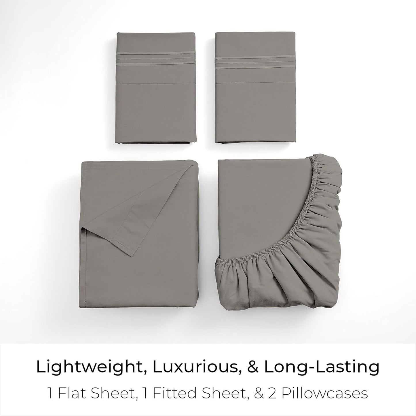 Mellanni King Sheets Set - 4 PC Iconic Collection Bedding - Hotel Luxury, Extra Soft, Cooling Bed Sheets - Wrinkle, Fade, Stain Resistant (King, Taupe)